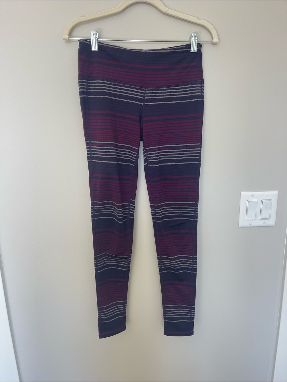 Athleta Purple & Pink Striped Leggings